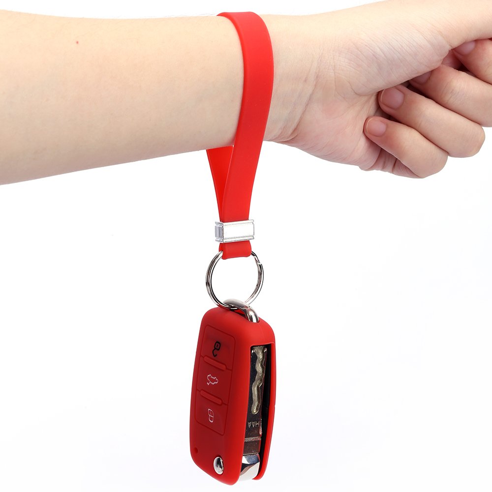 Promotional Gift Eco-friendly Soft Silicone Belt Bracelet Key Ring Wristband Keychain