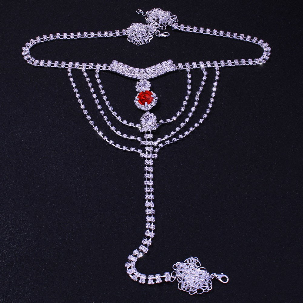 Fashion Sparkling Rhinestone T Shape Body Chain Body Accessories Glittering Crystal Diamond Belly Waist Chain For Girl