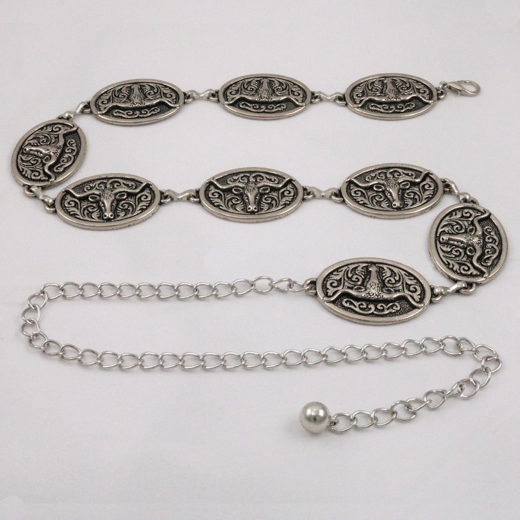 Custom Metal Silver Jeans Western Men Adjustable Ladies Dress Light Waist Chain Belt Cinturon De Cadena
