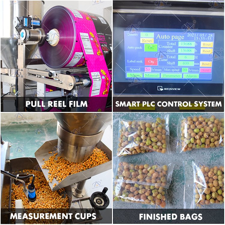 Automatic High Speed Side Seal Paper Bag Peanut Rice Sachet Snacks Nuts Popcorn Cereal Granular Rice Pouch Packing Machine