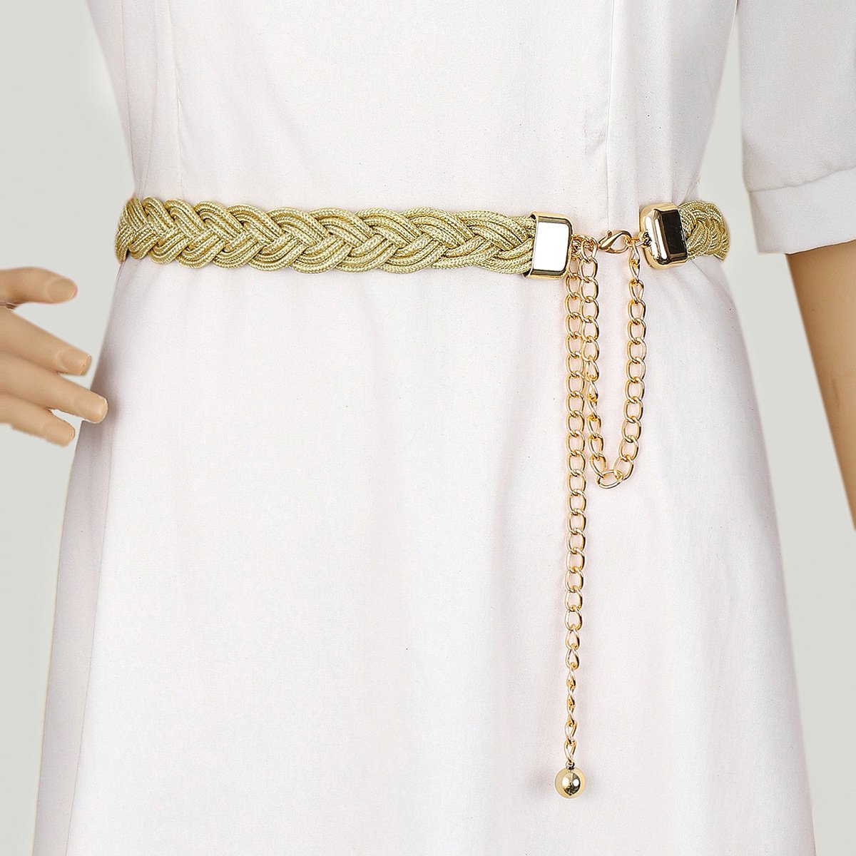 Hot-selling gold and silver silk braided ladies thin waist chain retro bohemian belt