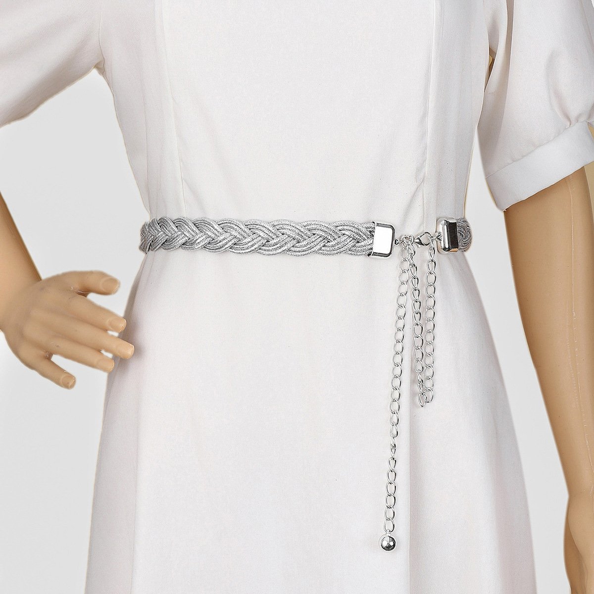 Hot-selling gold and silver silk braided ladies thin waist chain retro bohemian belt