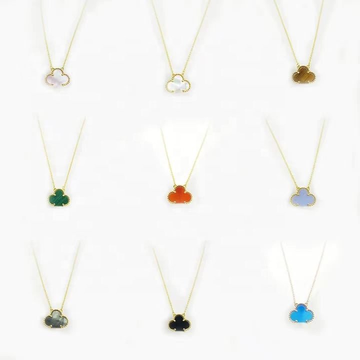Wholesale of high-quality VCS925 silver clover necklace for women's high-end jewelry, agate and fritillaria necklace