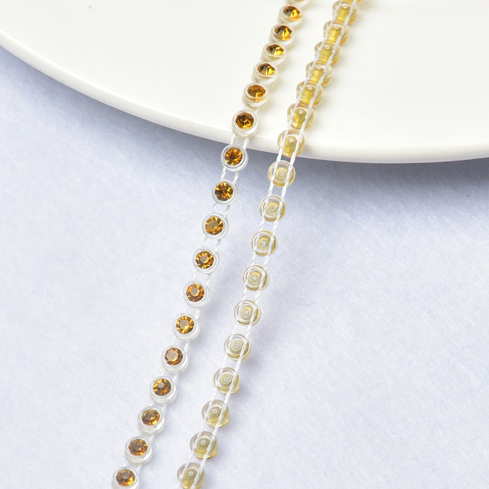 Customizable Rhinestone Plastic Lines Rhinestone Trims Glue On Sewing on Decorative Chain Ribbon For Rhinestones Garment