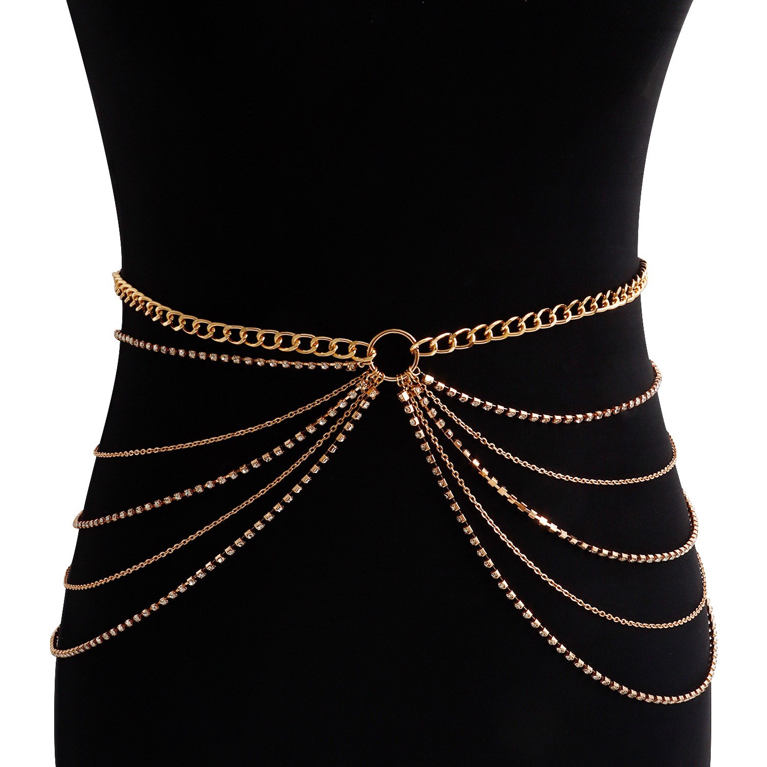 Sexy Waist Chain Belt Layered Rhinestone Belly Fashion Trend Jewelry Women Party Body Chain