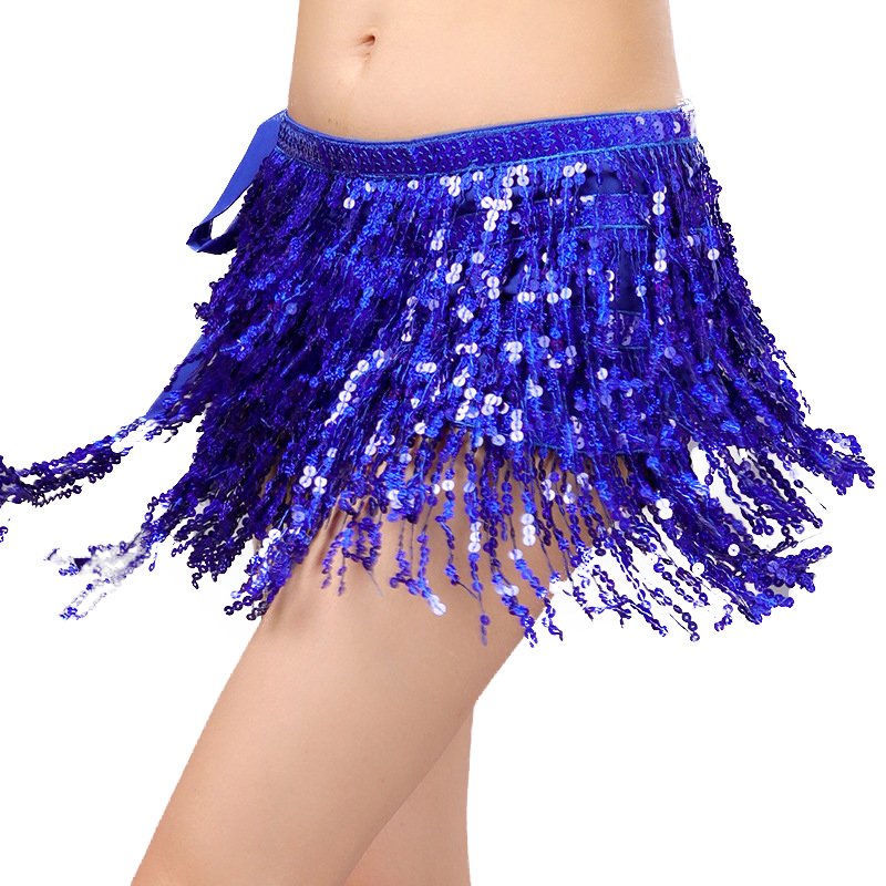 Women's Bohemia Sexy Sparkly Sequin Belly Dance Skirt Costume Tassel Hip Scarf Skirts Wrap for Halloween Belt