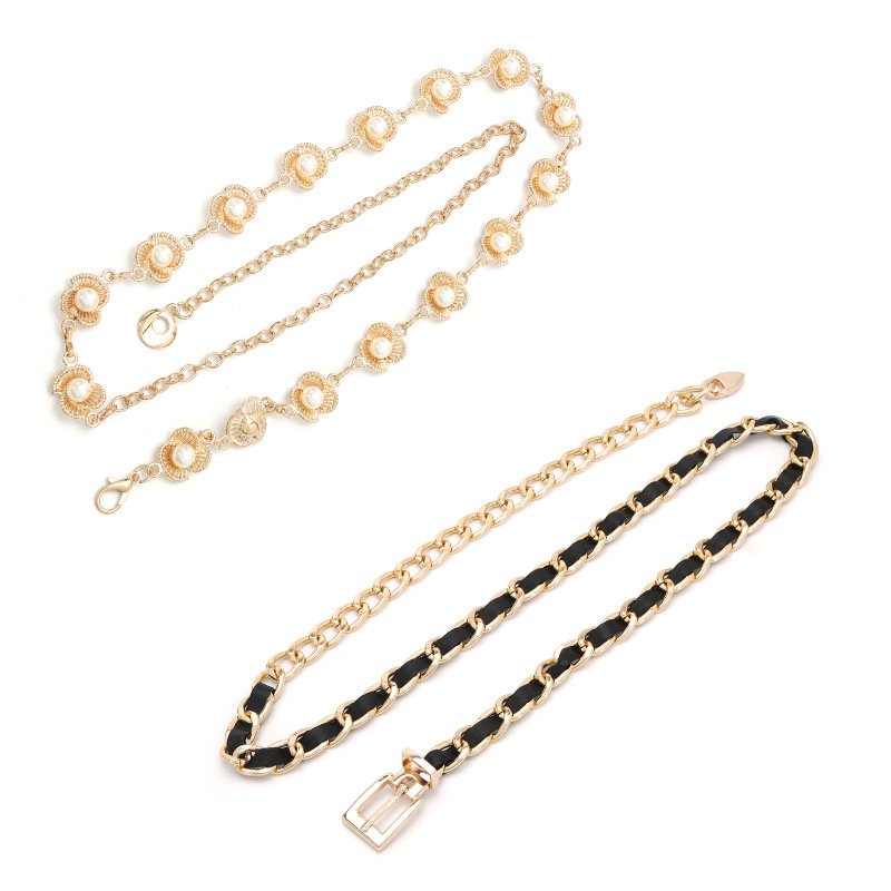 Fashion Metal Chain Belt Matching Alloy Rhinestone Waist Chain Luxury Double Row Crystal Diamond-inlaid Body Chain