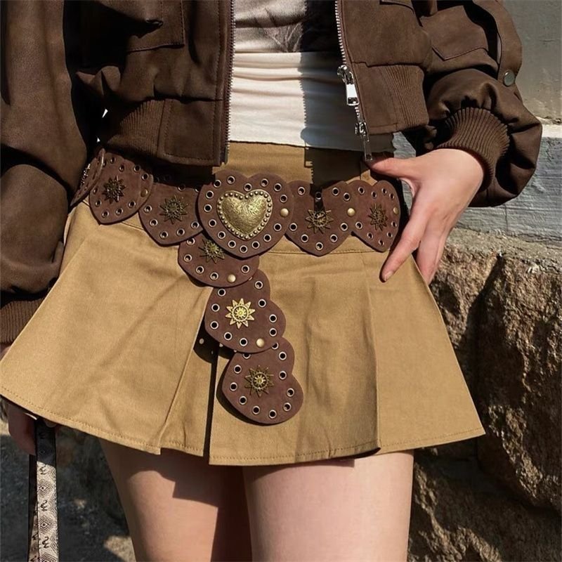 MU Vintage women high quality fashion accessories metal decorative waist chain rhinestone Y2K belt