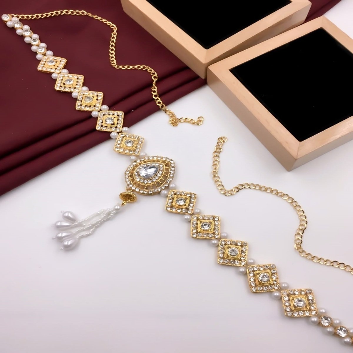 Indian Wholesale Fashion Waist Belt For Women Wedding Wear Kamarband Jewelry Set Premium Alloy Zinc Gold Plated Bellychai Set