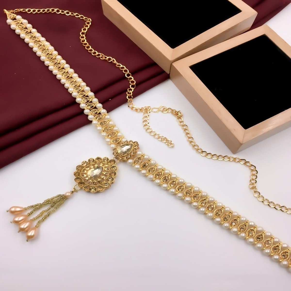 Indian Wholesale Fashion Waist Belt For Women Wedding Wear Kamarband Jewelry Set Premium Alloy Zinc Gold Plated Bellychai Set