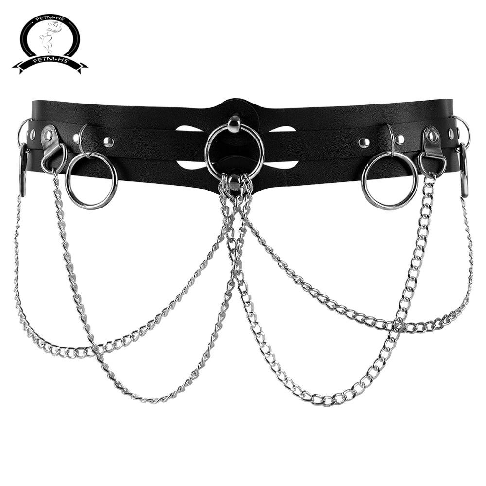 Women's Body Chain Belt Leather Harness Gothic Punk Waist Belt Black