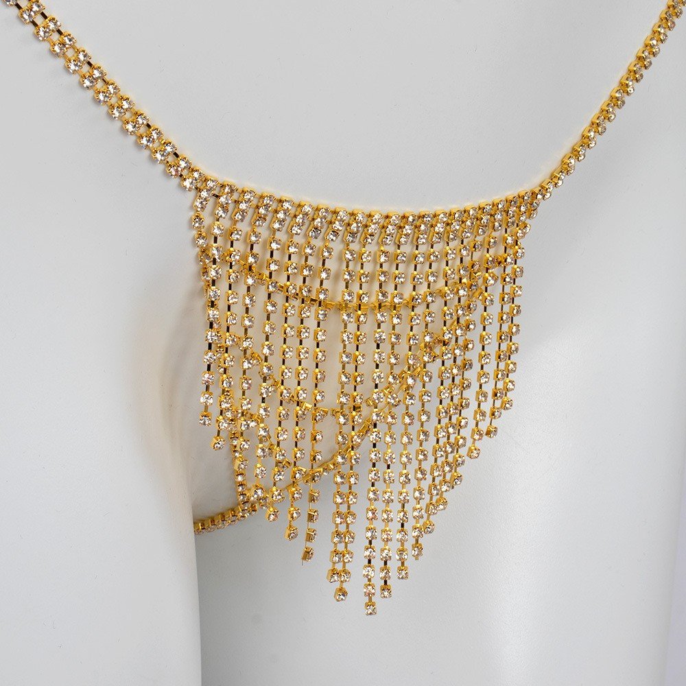 Fashion Sexy Popular Breast Chain Nightclub Beach Party Rhinestone Bikini Thong Body Chain for Women Girls