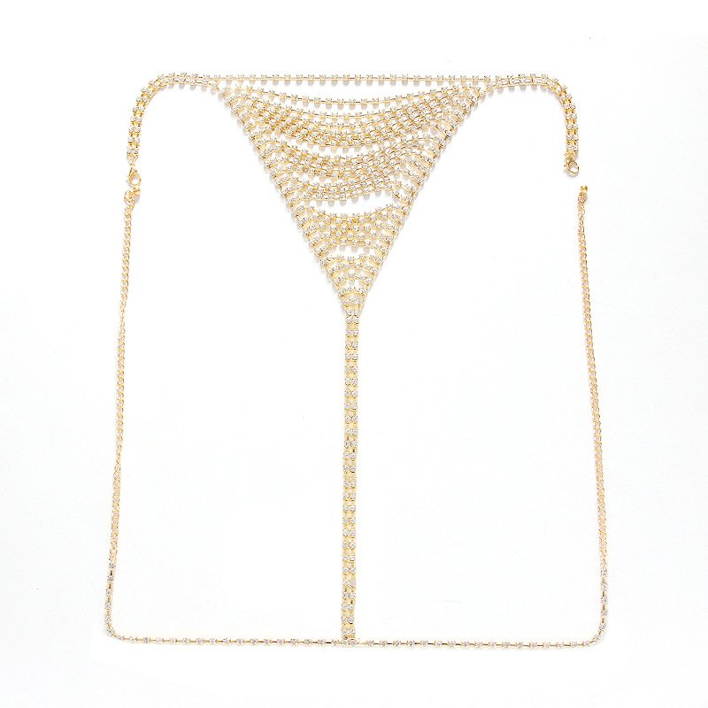 Fashion Sexy Popular Breast Chain Nightclub Beach Party Rhinestone Bikini Thong Body Chain for Women Girls
