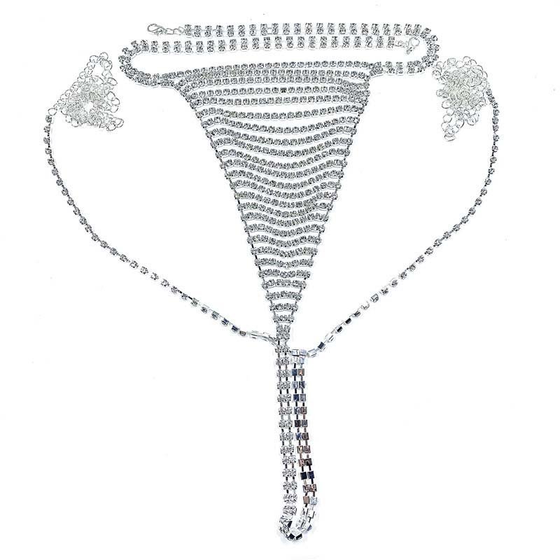 Club Prom Shinny Heart Rhinestone Bra Body Chest Chain Harness Bikini Top Jewelry For Women Crystal Decor Belts Chains