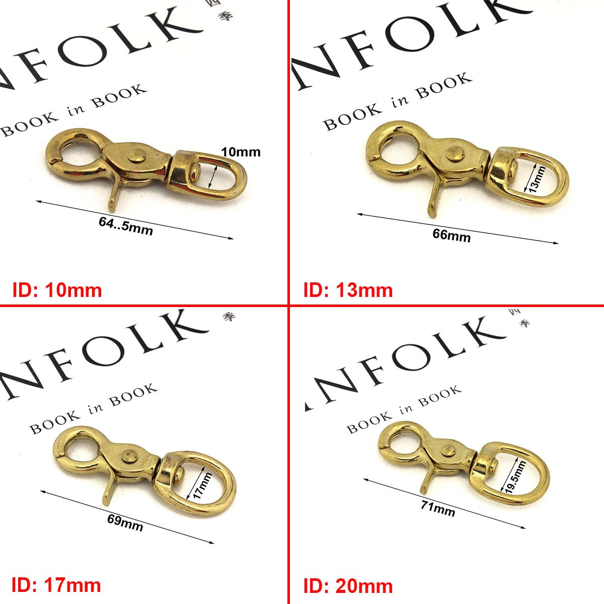 Brass Swivel Eye Snap Hook Lobster Claw Trigger Clasp Fob Clip for Leather Craft Bag Strap Belt Pet Rope Keychain
