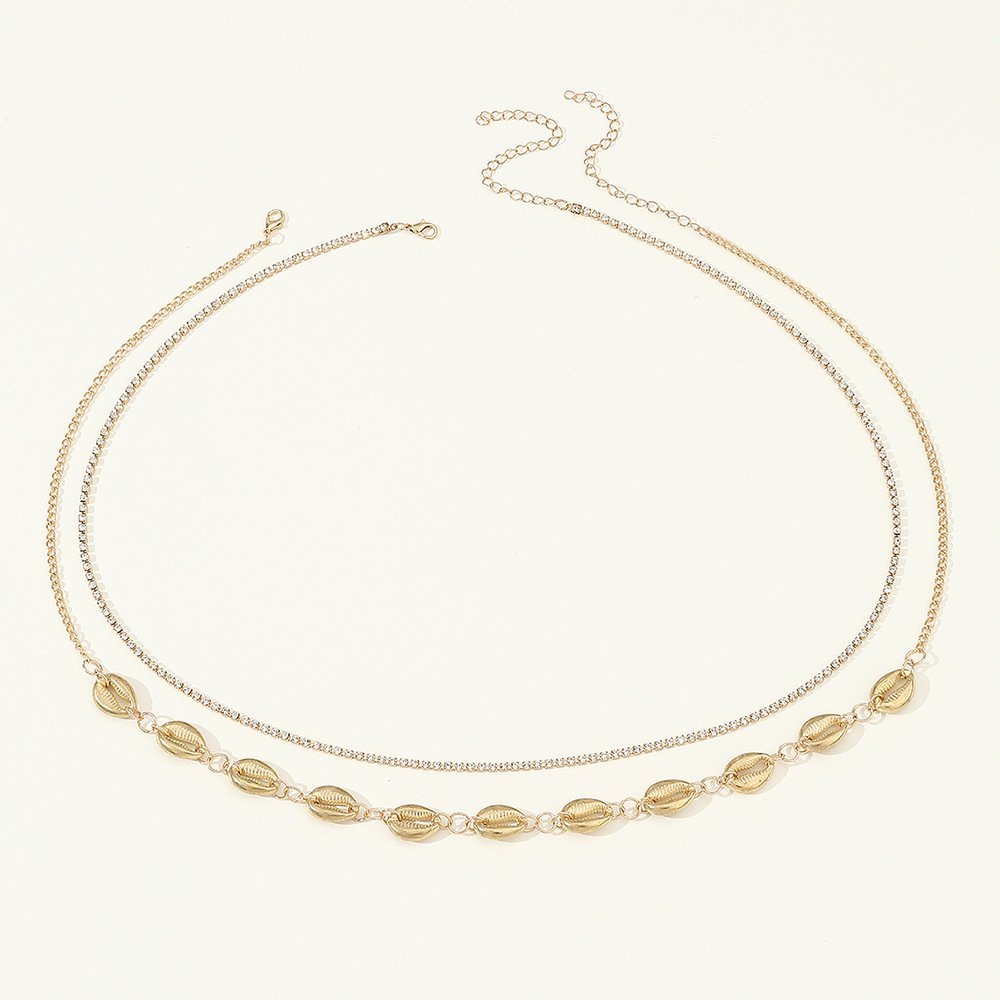 Metal Shell Waist Chain Rhinestones Charm Waist Chain Summer Trendy Waist Chain Set Women