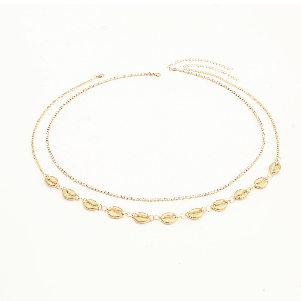 Metal Shell Waist Chain Rhinestones Charm Waist Chain Summer Trendy Waist Chain Set Women