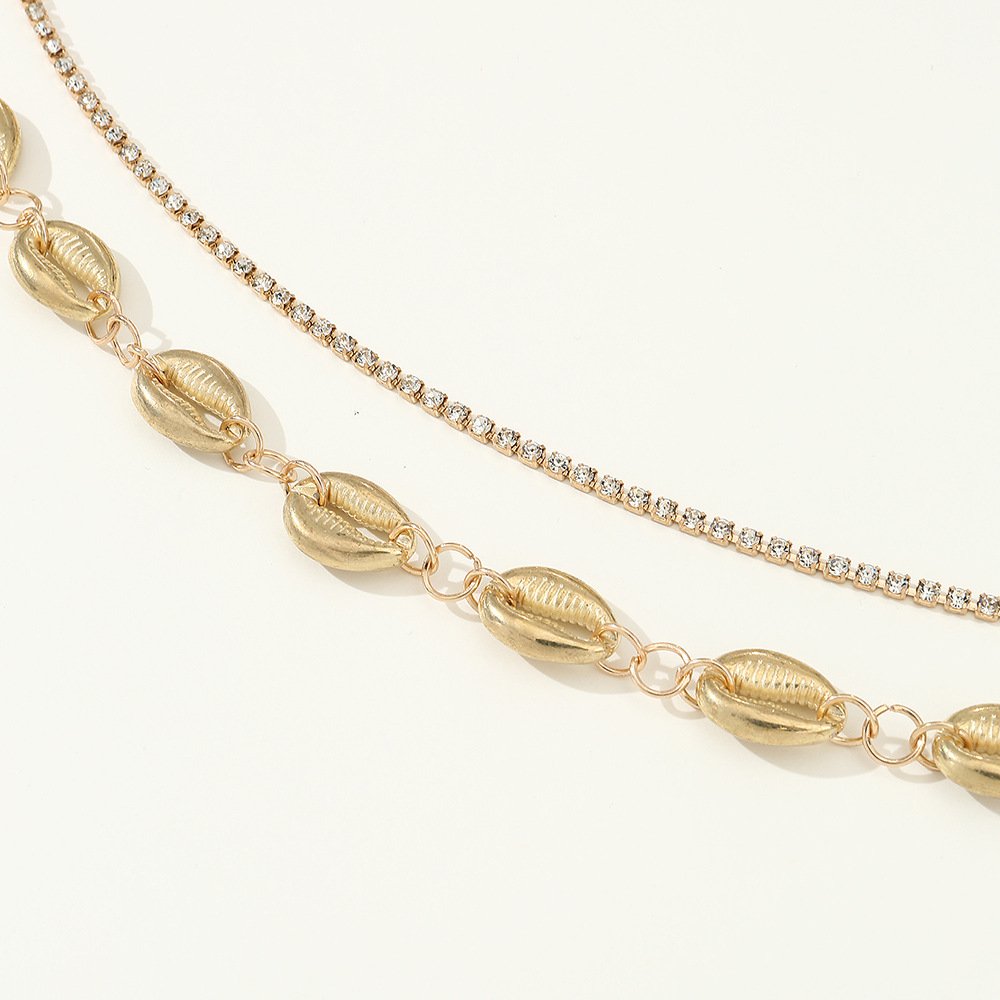 Metal Shell Waist Chain Rhinestones Charm Waist Chain Summer Trendy Waist Chain Set Women