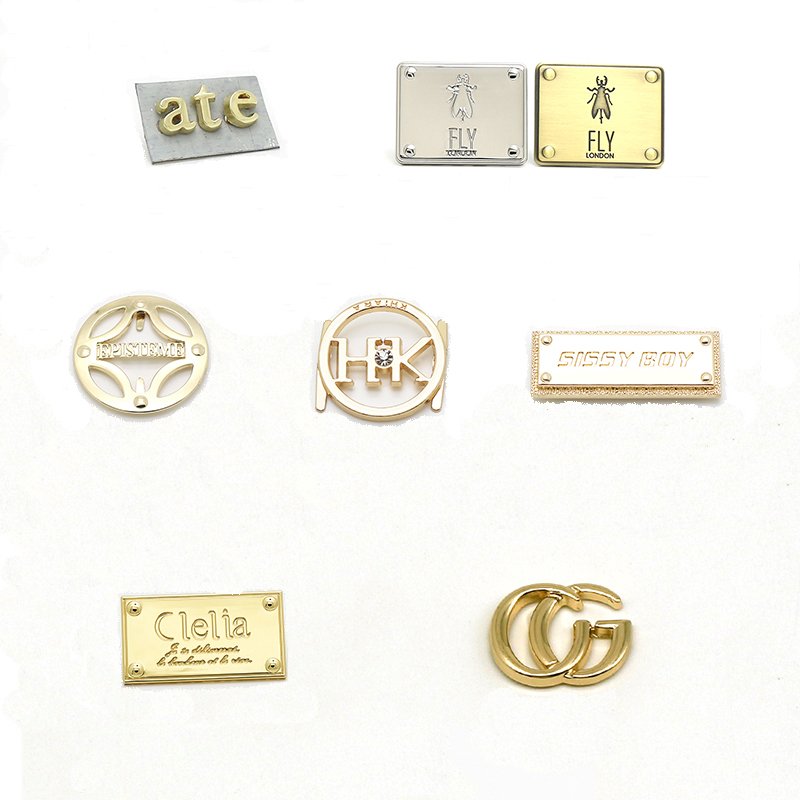 Fashion Design Clothing Label Private Garment Brand Logo Shoe Engraved Sewing Metal Tag for Clothing Customize Embossed 200pcs