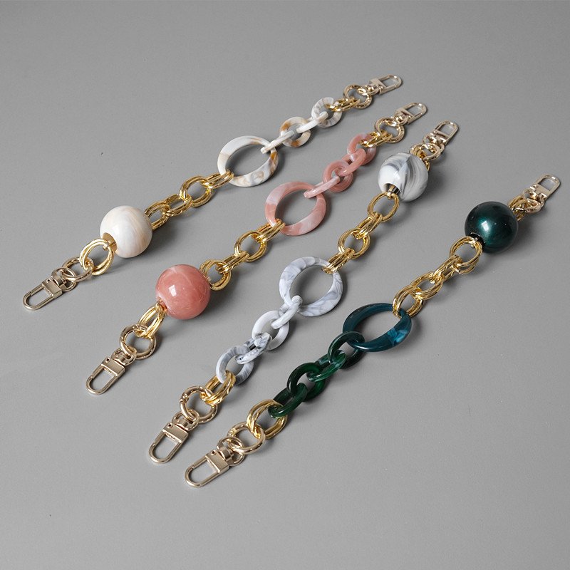 RW Vintage Women Crossbody Metal Resin Oval Ring Bag Chain Strap Lady Acrylic Clutch Bag Phone Handle for Decor