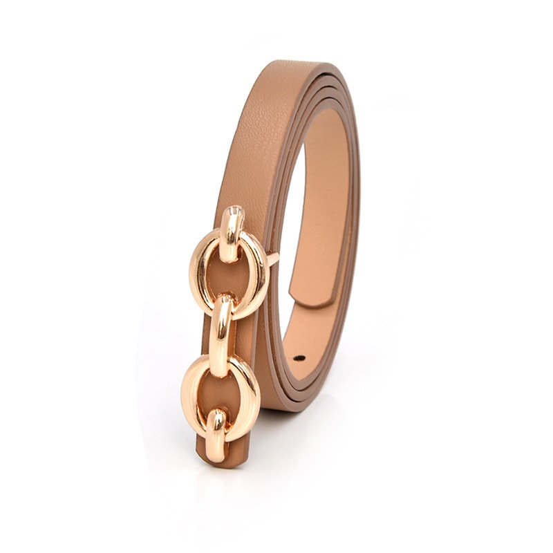 Hot-Selling Geometry C Shape Chain buckle belts custom 18k Gold Plated thin Women Girls dressing belts