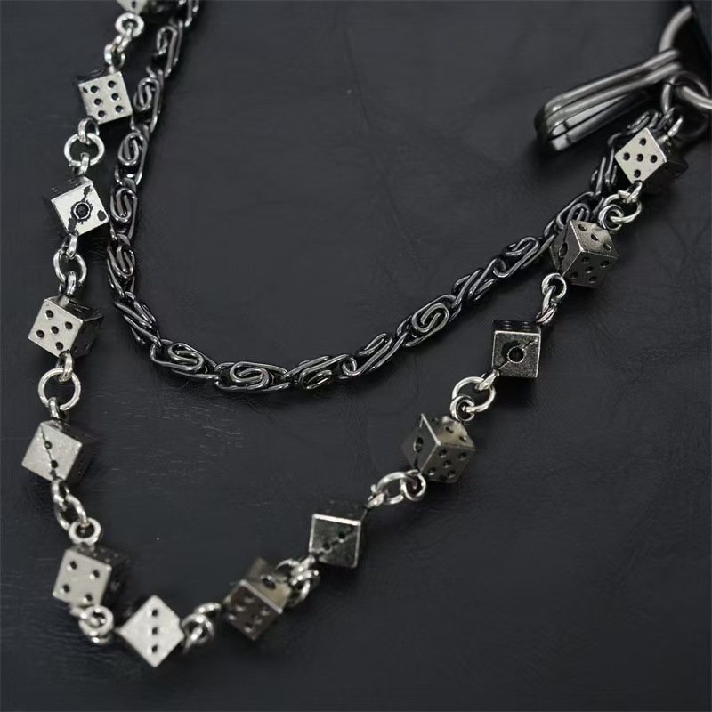 New carved leather dice retro double pants chain retro hip hop trend waist chain