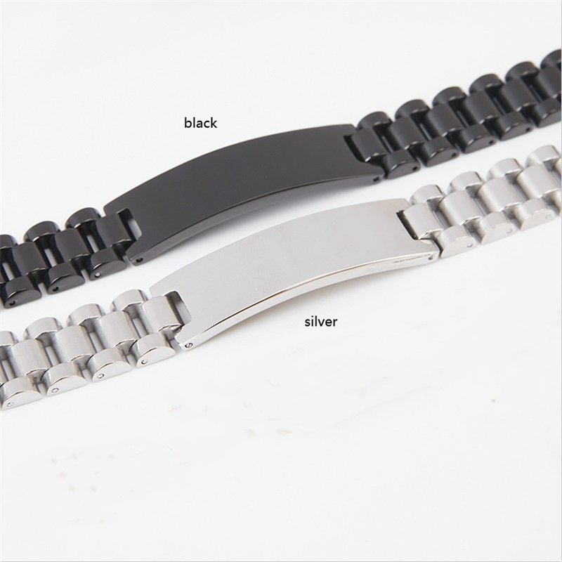 Factory Made PVD 18K Gold Silver Black Color Plating Hip Hop 316L Stainless Steel 12mm Width Belt Link Chain Bracelet