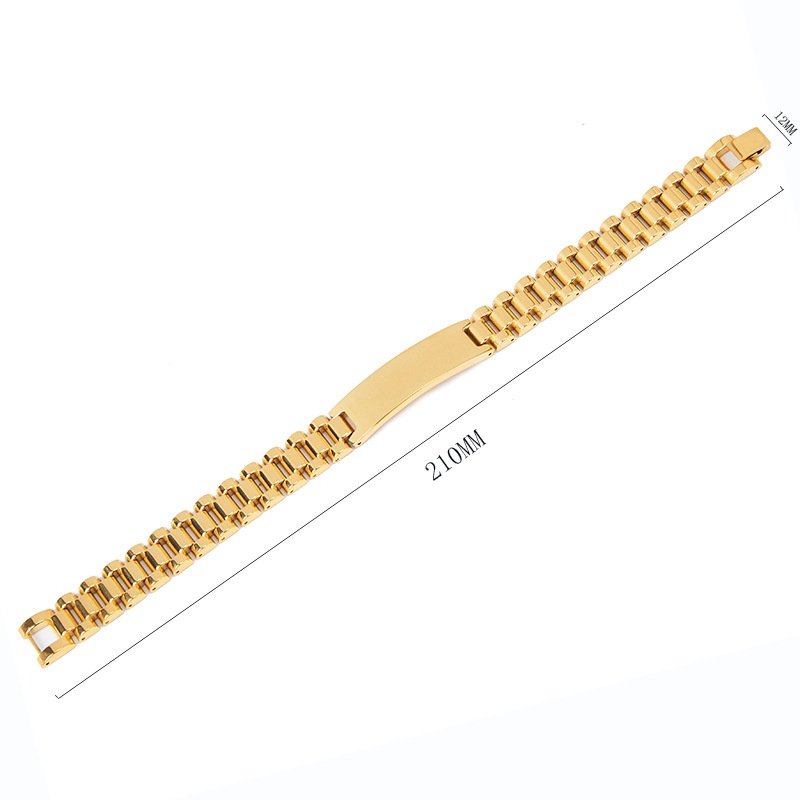 Factory Made PVD 18K Gold Silver Black Color Plating Hip Hop 316L Stainless Steel 12mm Width Belt Link Chain Bracelet