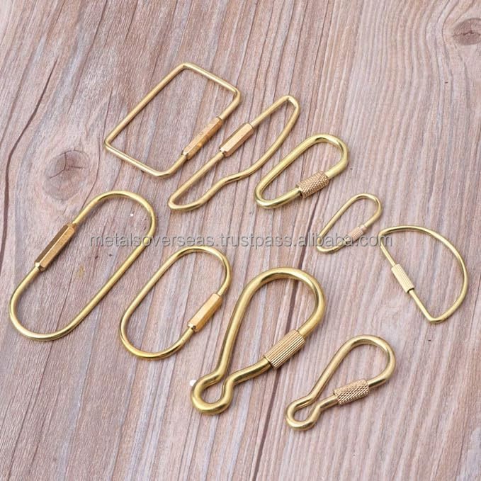 Brass Key Screw Lock Keychain Simple Brass Key Chain Ellipse Oval Shape Key Ring Lock Clip Key Holders for Men Women