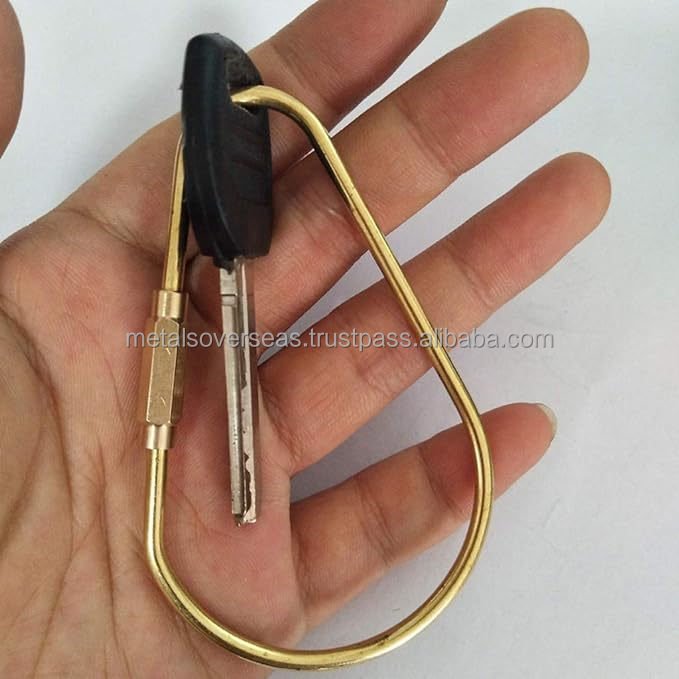 Brass Key Screw Lock Keychain Simple Brass Key Chain Ellipse Oval Shape Key Ring Lock Clip Key Holders for Men Women