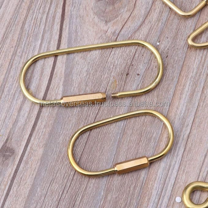 Brass Key Screw Lock Keychain Simple Brass Key Chain Ellipse Oval Shape Key Ring Lock Clip Key Holders for Men Women