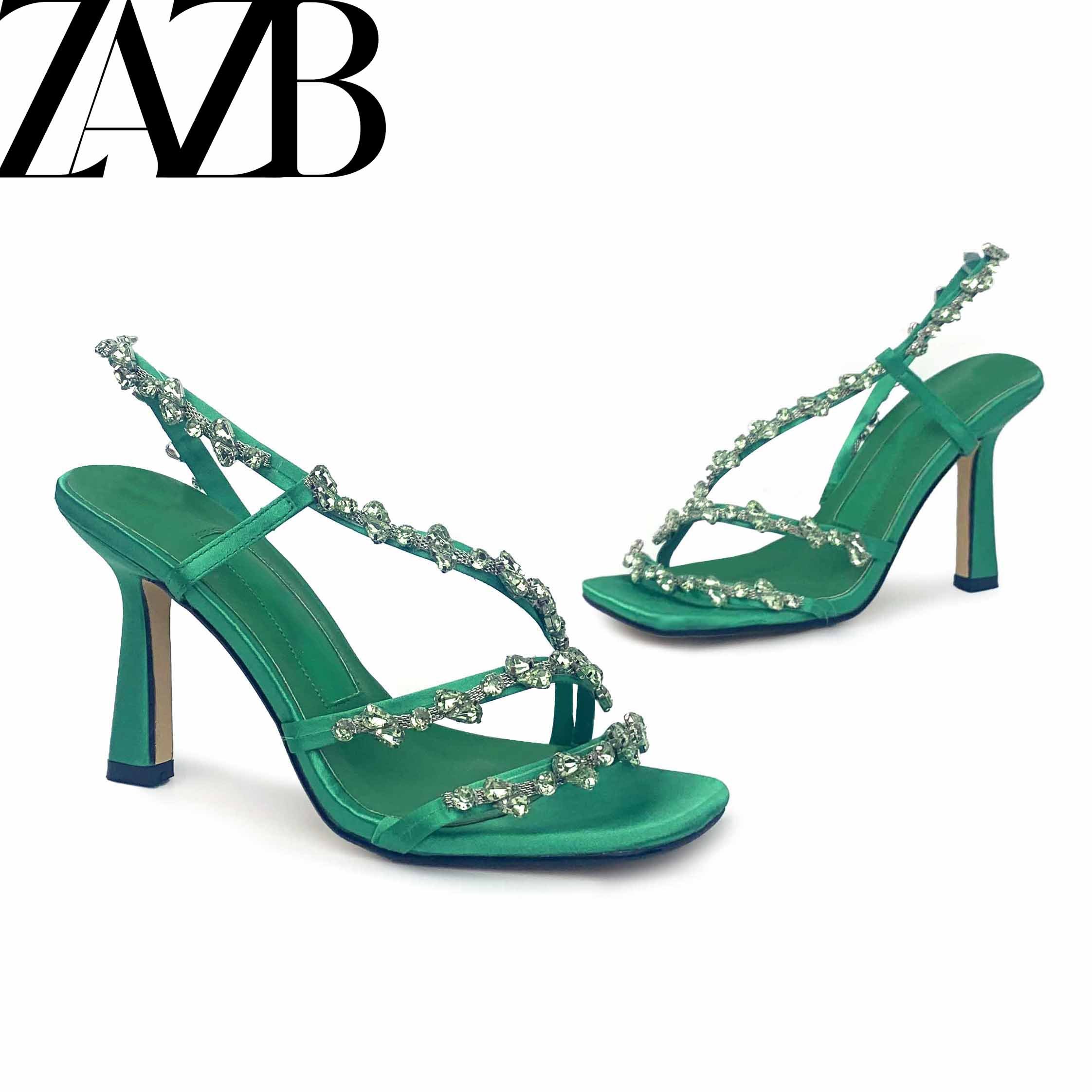 New design formal Women's high heel Sandals wedding chaussures femmes Metal Chain Square head shoes belt buckle for ladies