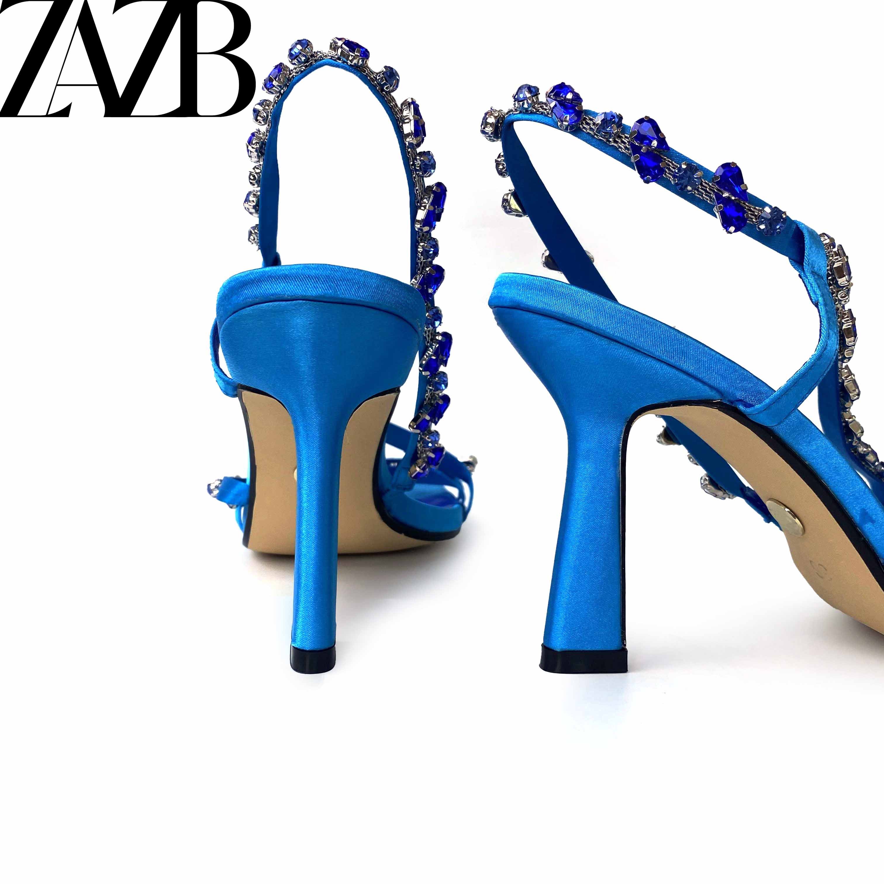 New design formal Women's high heel Sandals wedding chaussures femmes Metal Chain Square head shoes belt buckle for ladies