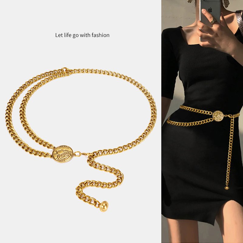 Gold Chain Belt For Women Dresses Designer Brand Luxury Waist Belts Female Metal Golden Dress