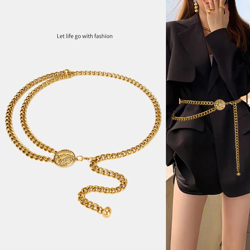 Gold Chain Belt For Women Dresses Designer Brand Luxury Waist Belts Female Metal Golden Dress