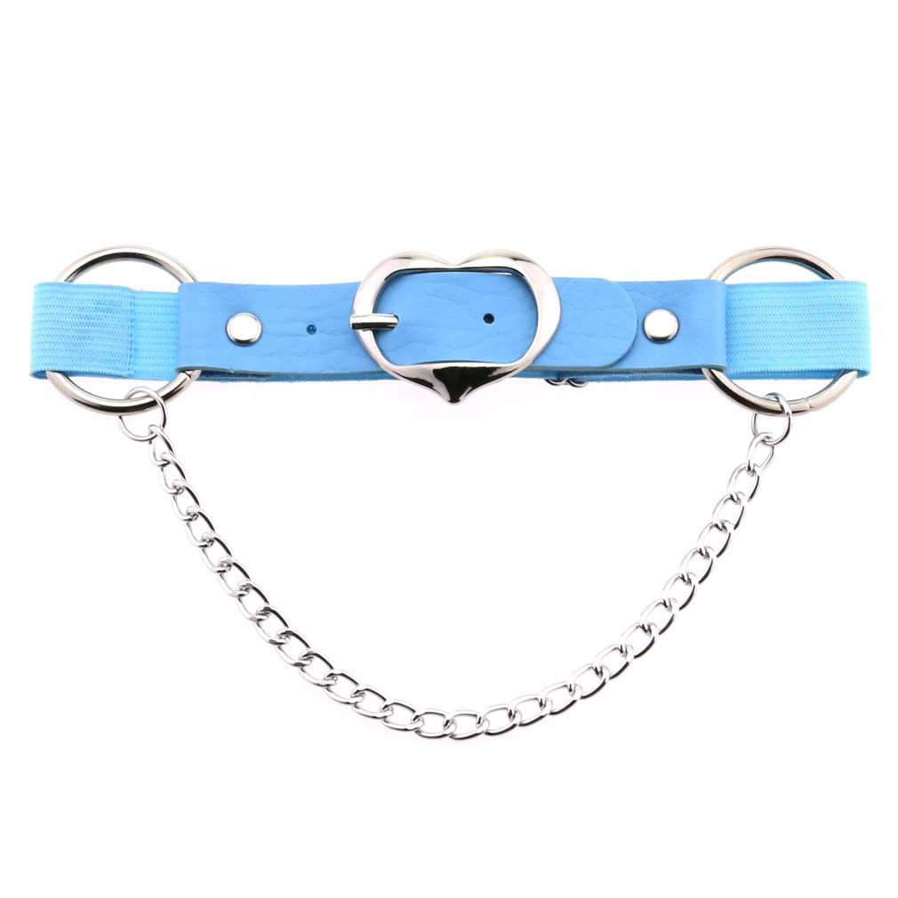 Girls Gothic Punk Peach Heart Chain Leather Thigh Ring Personality Temperament Adjustable Elastic Leg Garter Belt