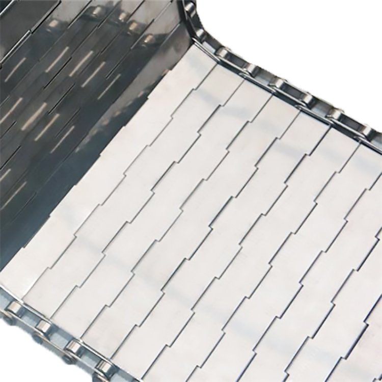 Stainless steel food grade chain conveyor belt for food sorting, baffles and side baffles can be added