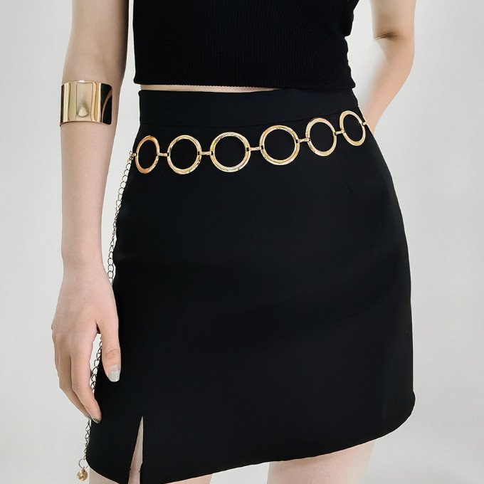 Women's Geometric Circle Waist Chain Fashion Meta Chain Belt