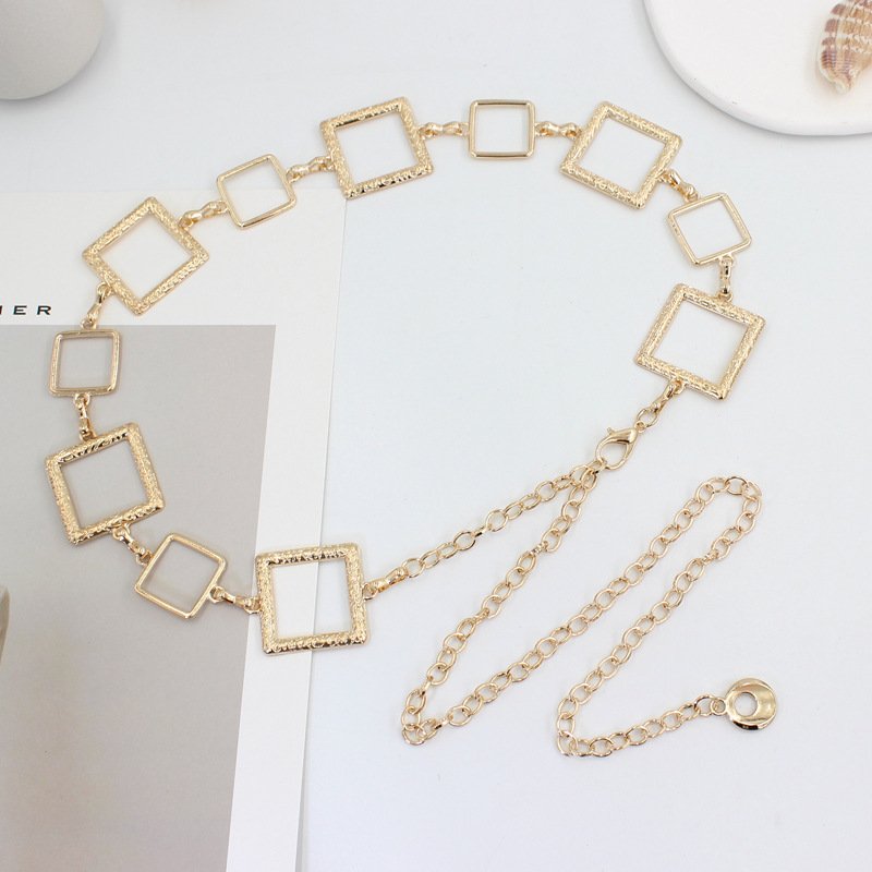 Square Metal Chian New Design 18k Gold Silver Plated Waist Belt For Women Dresses Woman