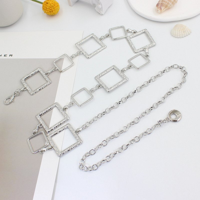 Square Metal Chian New Design 18k Gold Silver Plated Waist Belt For Women Dresses Woman
