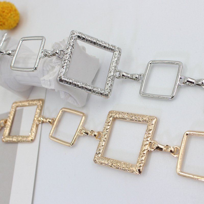 Square Metal Chian New Design 18k Gold Silver Plated Waist Belt For Women Dresses Woman