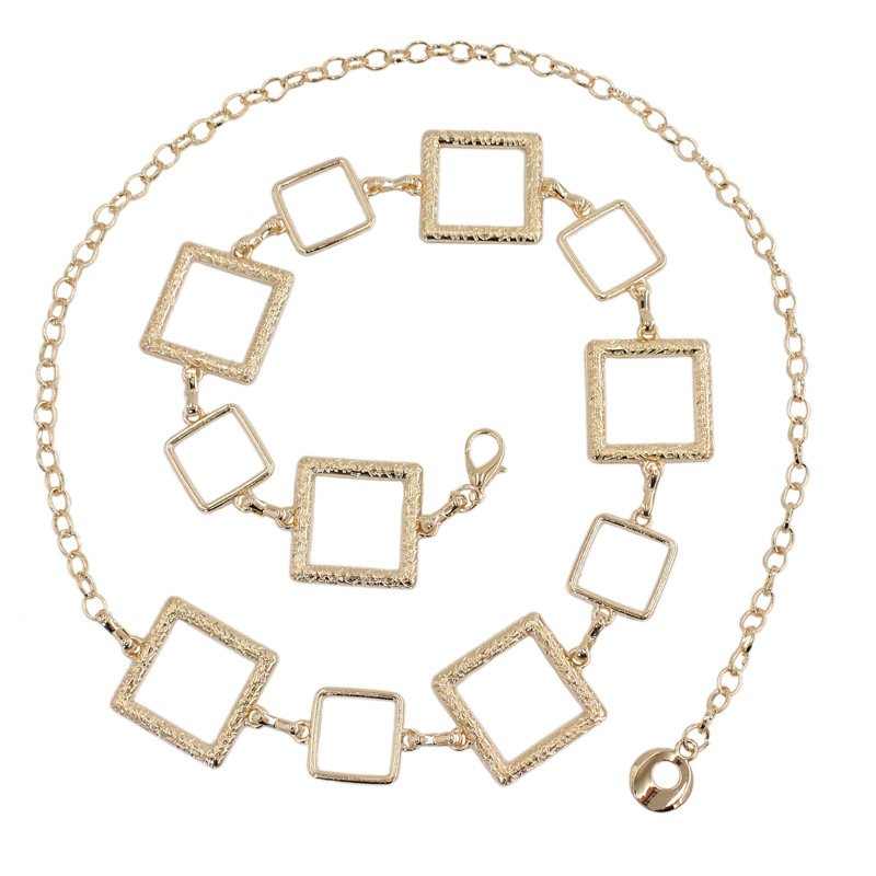 Square Metal Chian New Design 18k Gold Silver Plated Waist Belt For Women Dresses Woman