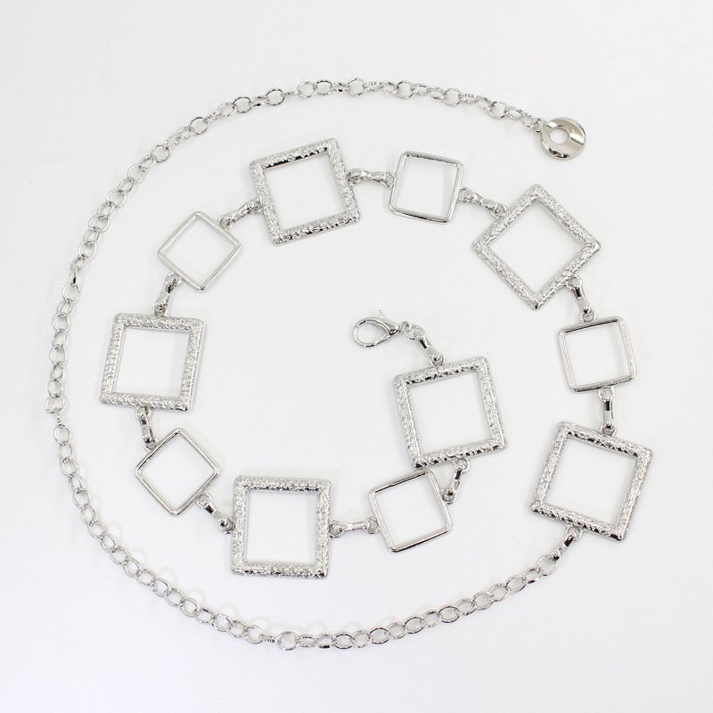 Square Metal Chian New Design 18k Gold Silver Plated Waist Belt For Women Dresses Woman