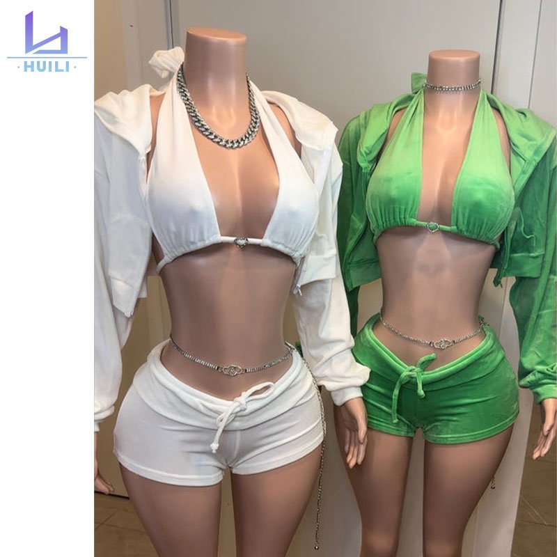 Contrast Color Bandage Bikini Push up Bra Tight Swimsuit Bikini for Women Bikini Set Swimwear & Beachwear Hot Style Sexy