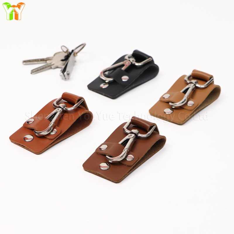 Men's Belt Keychain with Detachable Keyring Pu Leather Belt Loop Key Holder Clips