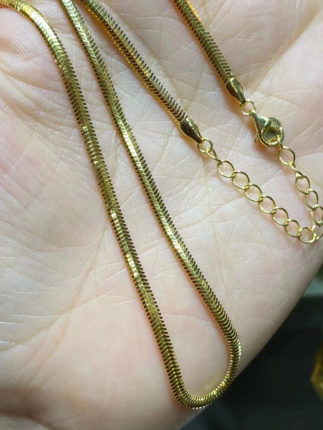 Au750 Yellow Solid Gold Snake Chain Belt Real 18k Gold Snake Bone Chain Saudi Gold Jewelry Pawnable 18k