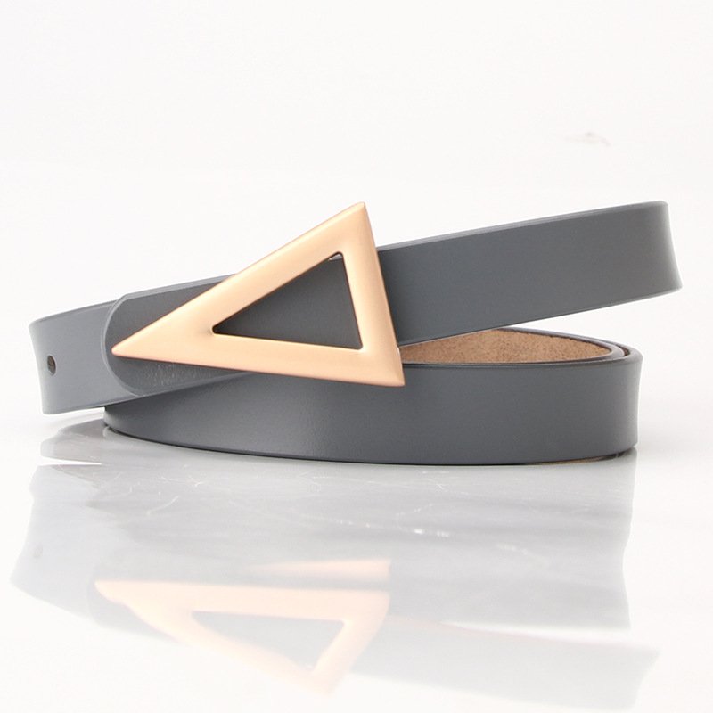 New triangle button women's leather belt fashion clothing accessories belt trend cattle belt