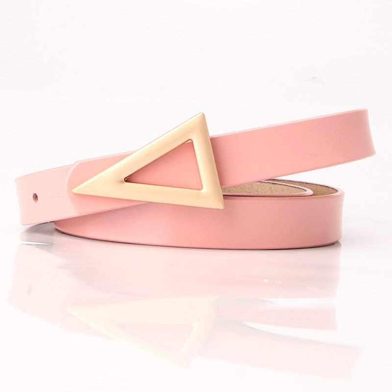 New triangle button women's leather belt fashion clothing accessories belt trend cattle belt