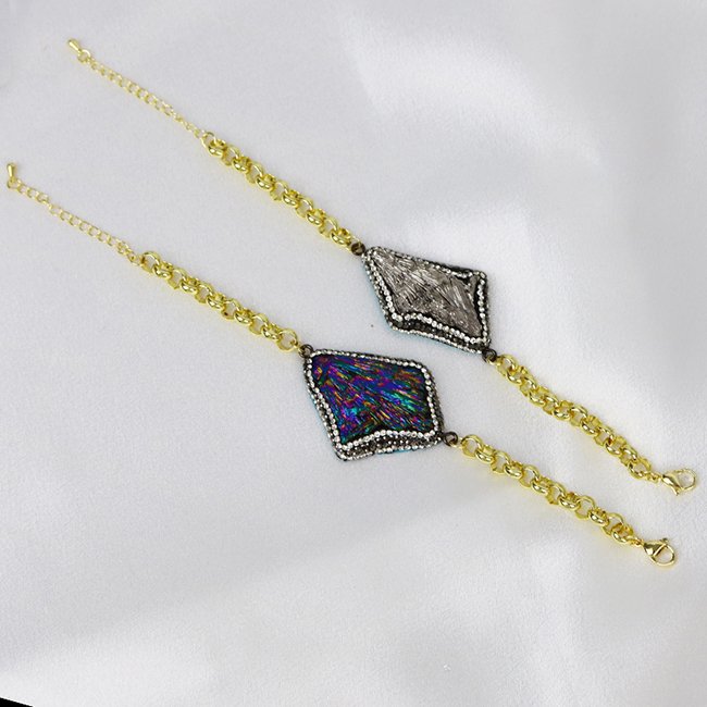 Wholesales 18K gold plated High quality Vintage lapis Jasper stone accessories women Jewelry brass bracelets