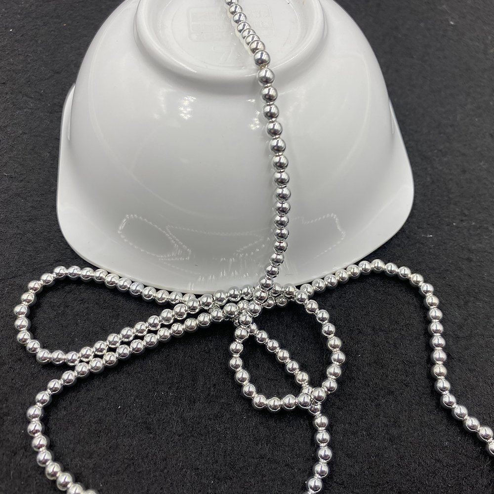 Jewelry DIY Making Factory Direct Sale 925 Sterling Silver Chain Strand 4mm Silver Beads Bracelets Anklets Necklace Chain